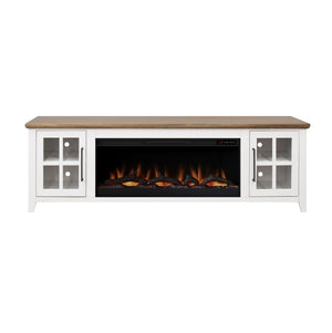 English Elm Ithaca 83 Inch Electric Fireplace Tv Stand Coastal Farmhouse Knotty Alder Console White B108P427305