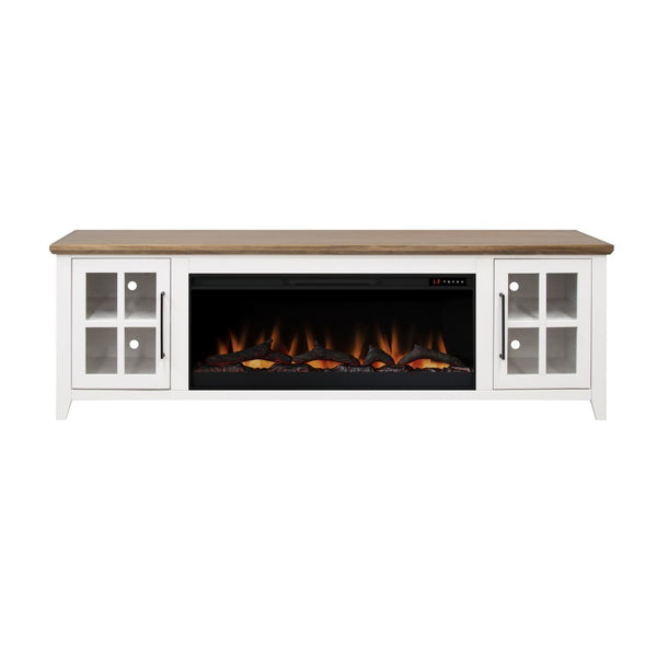 English Elm Ithaca 83 Inch Electric Fireplace Tv Stand Coastal Farmhouse Knotty Alder Console White B108P427305