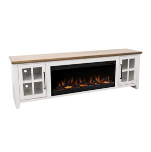 English Elm Ithaca 83 Inch Electric Fireplace Tv Stand Coastal Farmhouse Knotty Alder Console White B108P427305