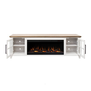 English Elm Ithaca 83 Inch Electric Fireplace Tv Stand Coastal Farmhouse Knotty Alder Console White B108P427305