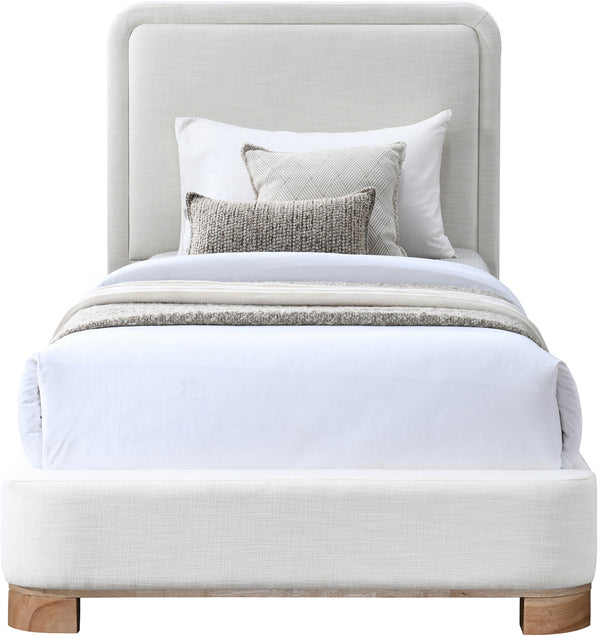 Nolita Cream Linen Textured Fabric Twin Bed B1201Cream-T Meridian Furniture