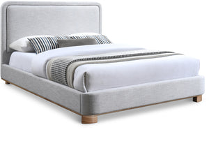Nolita Grey Linen Textured Fabric Queen Bed B1201Grey-Q Meridian Furniture
