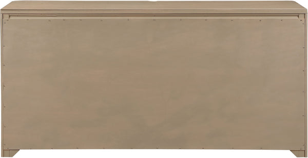 Meridian Furniture Caswell Art Deco Oak Veneer Six Drawer Dresser with Curved Fronts and Soft Close Drawers Natural B1203-D