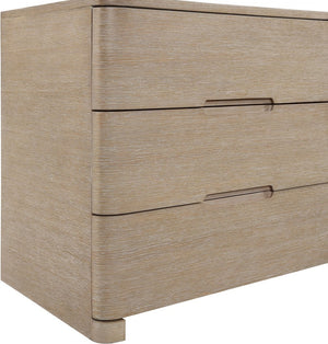 Meridian Furniture Caswell Art Deco Oak Veneer Six Drawer Dresser with Curved Fronts and Soft Close Drawers Natural B1203-D