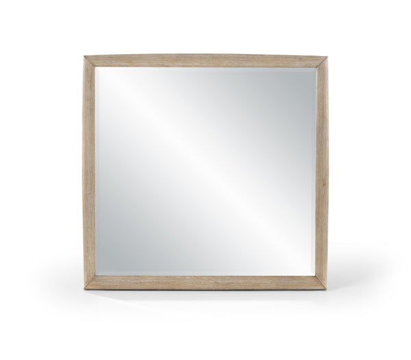 Meridian Furniture Caswell Art Deco Oak Veneer Wall Mirror with Rich Grain Finish for Bedroom Elegance Natural B1203-M