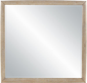 Meridian Furniture Caswell Art Deco Oak Veneer Wall Mirror with Rich Grain Finish for Bedroom Elegance Natural B1203-M