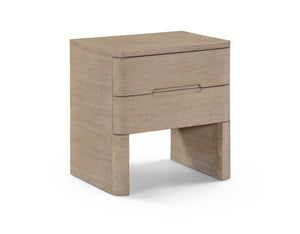 Meridian Furniture Caswell Art Deco Oak Veneer Nightstand with Cerused Grain and Soft Close Drawers for Bedroom Natural B1203-NS