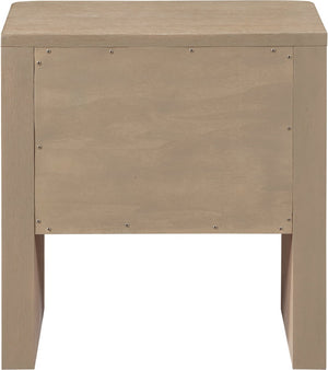 Meridian Furniture Caswell Art Deco Oak Veneer Nightstand with Cerused Grain and Soft Close Drawers for Bedroom Natural B1203-NS
