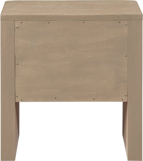 Meridian Furniture Caswell Art Deco Oak Veneer Nightstand with Cerused Grain and Soft Close Drawers for Bedroom Natural B1203-NS
