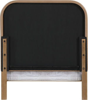 Meridian Furniture Caswell Twin Bed Vegan Leather Upholstered Art Deco Wood Veneer Frame for Modern Bedroom Style Natural B1203Tan-T