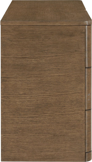 Meridian Furniture Caswell Art Deco Oak Veneer Six Drawer Dresser with Curved Fronts and Soft Close Drawers Brown B1204-D