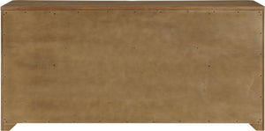 Meridian Furniture Caswell Art Deco Oak Veneer Six Drawer Dresser with Curved Fronts and Soft Close Drawers Brown B1204-D