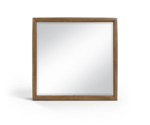 Meridian Furniture Caswell Art Deco Oak Veneer Wall Mirror with Rich Grain Finish for Bedroom Elegance Brown B1204-M