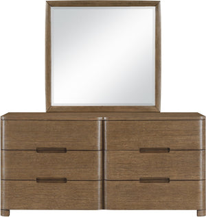 Meridian Furniture Caswell Art Deco Oak Veneer Wall Mirror with Rich Grain Finish for Bedroom Elegance Brown B1204-M