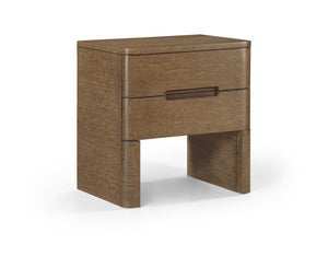 Meridian Furniture Caswell Art Deco Oak Veneer Nightstand with Cerused Grain and Soft Close Drawers for Bedroom Brown B1204-NS