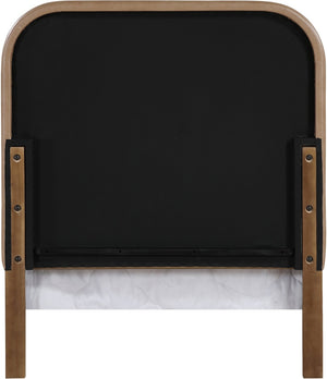 Meridian Furniture Caswell Twin Bed Vegan Leather Upholstered Art Deco Wood Veneer Frame for Modern Bedroom Style Brown B1204Tan-T