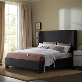 Penny Black Boucle Fabric King Bed B1206Black-K Meridian Furniture