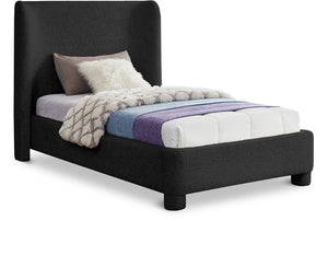 Penny Black Boucle Fabric Twin Bed B1206Black-T Meridian Furniture