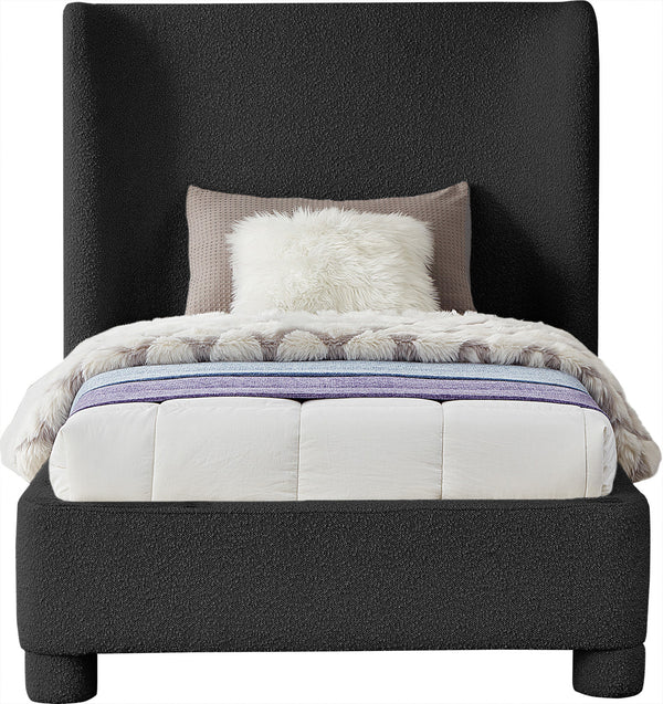 Penny Black Boucle Fabric Twin Bed B1206Black-T Meridian Furniture
