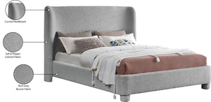 Penny Grey Boucle Fabric King Bed B1206Grey-K Meridian Furniture