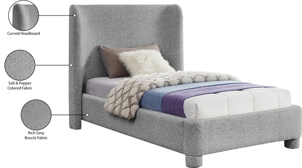 Penny Grey Boucle Fabric Twin Bed B1206Grey-T Meridian Furniture