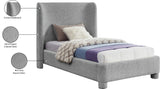 Penny Grey Boucle Fabric Twin Bed B1206Grey-T Meridian Furniture