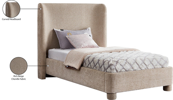Penny Beige Chenille Fabric Twin Bed B1207Beige-T Meridian Furniture