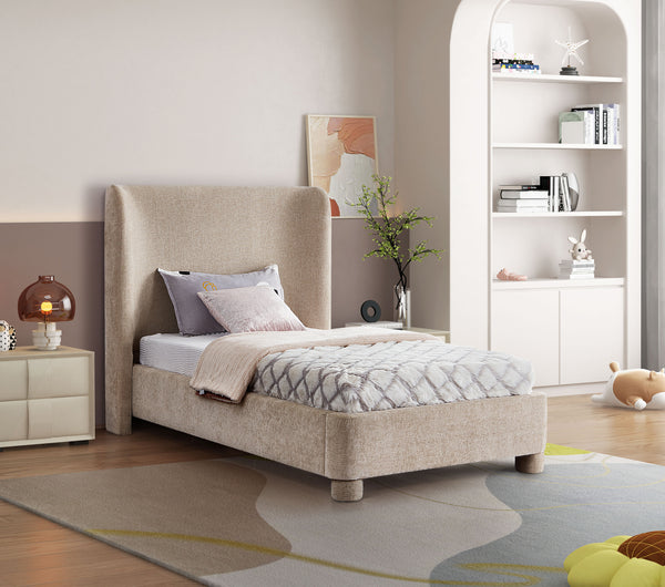 Penny Beige Chenille Fabric Twin Bed B1207Beige-T Meridian Furniture