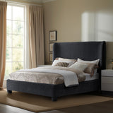 Penny Black Chenille Fabric King Bed B1207Black-K Meridian Furniture