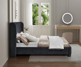 Penny Black Chenille Fabric King Bed B1207Black-K Meridian Furniture