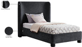 Penny Black Chenille Fabric Twin Bed B1207Black-T Meridian Furniture