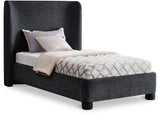 Penny Black Chenille Fabric Twin Bed B1207Black-T Meridian Furniture