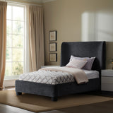 Penny Black Chenille Fabric Twin Bed B1207Black-T Meridian Furniture