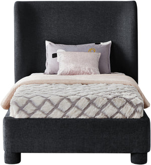 Penny Black Chenille Fabric Twin Bed B1207Black-T Meridian Furniture