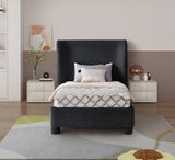 Penny Black Chenille Fabric Twin Bed B1207Black-T Meridian Furniture