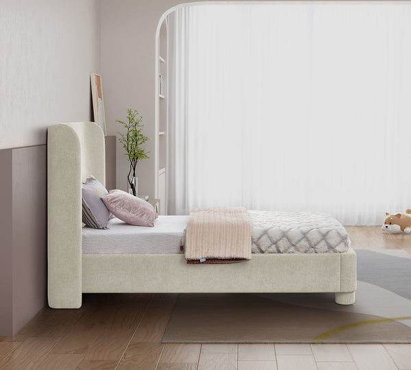 Penny Cream Chenille Fabric Twin Bed B1207Cream-T Meridian Furniture