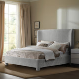 Penny Light Grey Chenille Fabric Queen Bed B1207Grey-Q Meridian Furniture