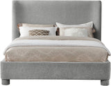 Penny Light Grey Chenille Fabric Queen Bed B1207Grey-Q Meridian Furniture