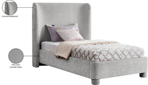 Penny Light Grey Chenille Fabric Twin Bed B1207Grey-T Meridian Furniture