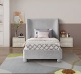 Penny Light Grey Chenille Fabric Twin Bed B1207Grey-T Meridian Furniture