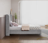 Penny Light Grey Chenille Fabric Twin Bed B1207Grey-T Meridian Furniture