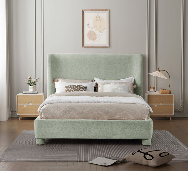 Penny Mint Green Chenille Fabric Queen Bed B1207Mint-Q Meridian Furniture