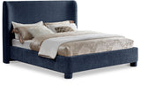 Penny Navy Chenille Fabric King Bed B1207Navy-K Meridian Furniture