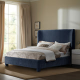 Penny Navy Chenille Fabric King Bed B1207Navy-K Meridian Furniture