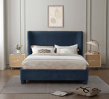 Penny Navy Chenille Fabric King Bed B1207Navy-K Meridian Furniture