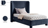 Penny Navy Chenille Fabric Twin Bed B1207Navy-T Meridian Furniture