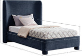 Penny Navy Chenille Fabric Twin Bed B1207Navy-T Meridian Furniture