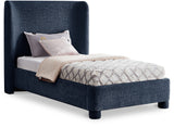 Penny Navy Chenille Fabric Twin Bed B1207Navy-T Meridian Furniture