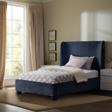 Penny Navy Chenille Fabric Twin Bed B1207Navy-T Meridian Furniture