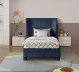 Penny Navy Chenille Fabric Twin Bed B1207Navy-T Meridian Furniture